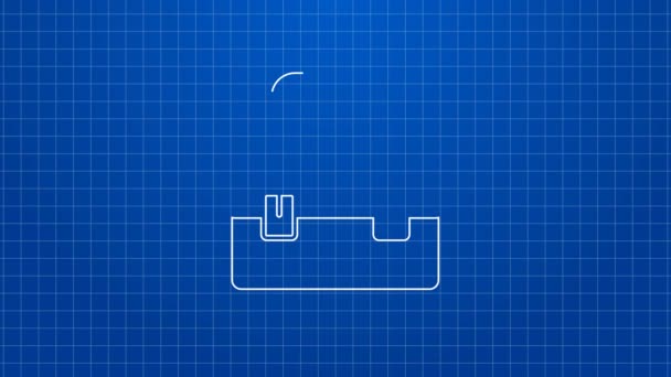 Linha branca ícone Toolbox isolado no fundo azul. Sinal da caixa de ferramentas. Animação gráfica em movimento de vídeo 4K — Vídeo de Stock