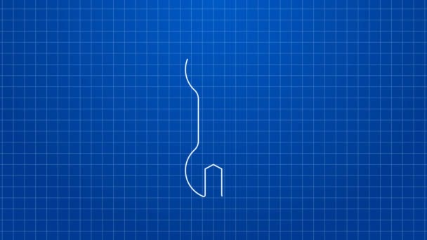 White line Wrench spanner icon isolated on blue background. Spanner repair tool. Service tool symbol. 4K Video motion graphic animation — Stockvideo