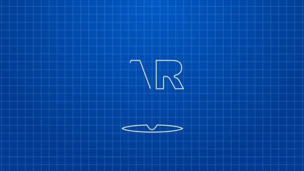 Weiße Linie Augmented Reality AR-Symbol isoliert auf blauem Hintergrund. Virtuelle futuristische tragbare Geräte. 4K Video Motion Grafik Animation — Stockvideo