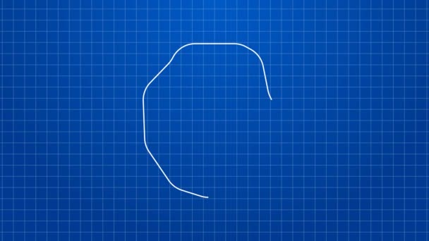 Bílá čára Magic runy ikona izolované na modrém pozadí. Grafická animace pohybu videa 4K — Stock video