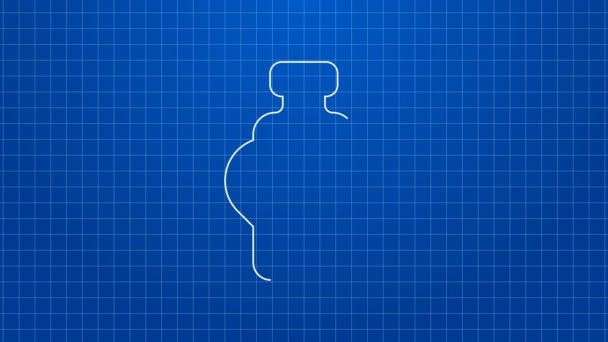 Weiße Linie Flasche mit Liebestrank Symbol isoliert auf blauem Hintergrund. Valentinstag-Symbol. 4K Video Motion Grafik Animation — Stockvideo