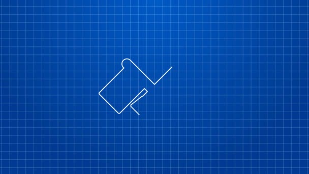 White line Flag icon isolated on blue background. Location marker symbol. 4K Video motion graphic animation — Stock Video