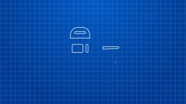 Witte lijn Turnstile pictogram geïsoleerd op blauwe achtergrond. 4K Video motion grafische animatie — Stockvideo