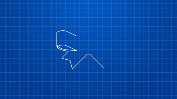 Bílá čára Dárkový luk ikona izolované na modrém pozadí. Grafická animace pohybu videa 4K — Stock video