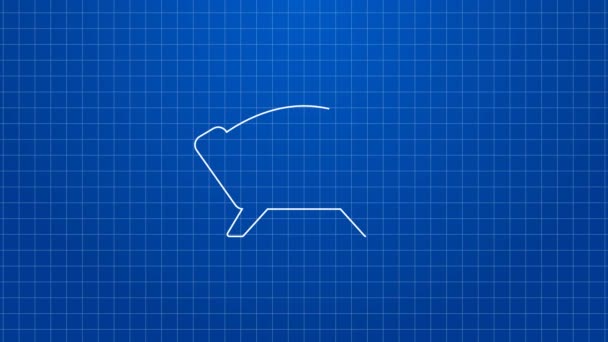 Weiße Linie Sofa-Symbol isoliert auf blauem Hintergrund. 4K Video Motion Grafik Animation — Stockvideo