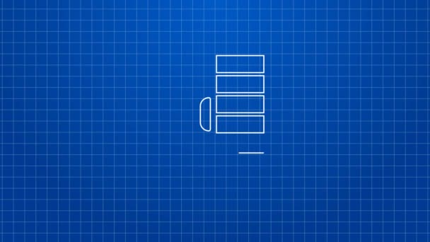 White line Wardrobe icon isolated on blue background. Cupboard sign. 4K Video motion graphic animation — 图库视频影像