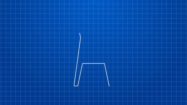 Bílá čára Ikona židle izolované na modrém pozadí. Grafická animace pohybu videa 4K — Stock video