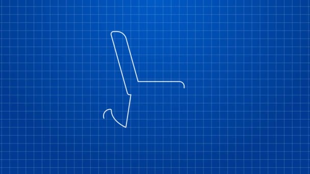 Weiße Linie Sessel-Symbol isoliert auf blauem Hintergrund. 4K Video Motion Grafik Animation — Stockvideo