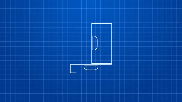 White line Wardrobe icon isolated on blue background. Cupboard sign. 4K Video motion graphic animation — Stockvideo