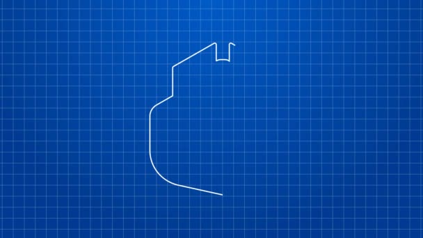 Beyaz çizgi Bilgisayar faresi oyun simgesi mavi arkaplanda izole edildi. Tekerlek sembollü optik. 4K Video hareketli grafik canlandırması — Stok video