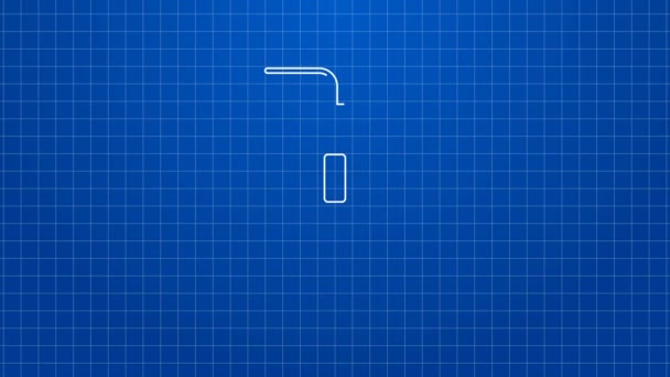 Bílá čára Počítačová myš herní ikona izolované na modrém pozadí. Optický se symbolem kola. Grafická animace pohybu videa 4K — Stock video