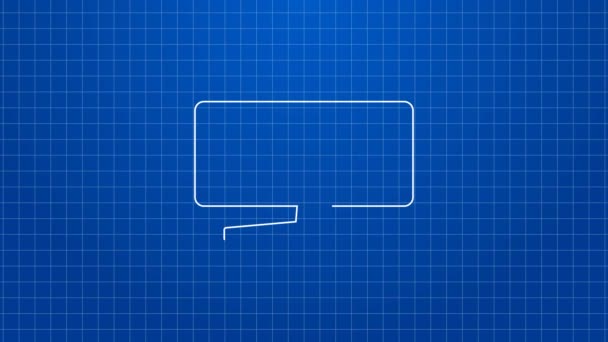 White line Computer monitor icon isolated on blue background. PC component sign. 4K Video motion graphic animation — Stock Video
