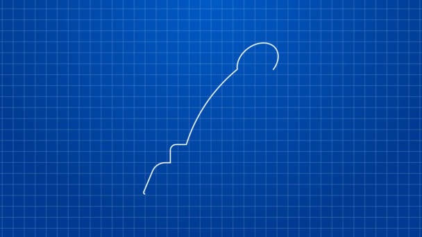 Weiße Linie Mikrofonsymbol isoliert auf blauem Hintergrund. Mikrofon im Radio. Lautsprecherzeichen. 4K Video Motion Grafik Animation — Stockvideo
