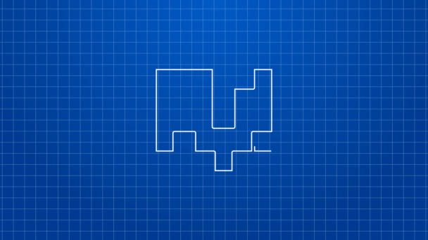 White line Portable video game console icon isolated on blue background. Handheld console gaming. 4K Video motion graphic animation — Stock video