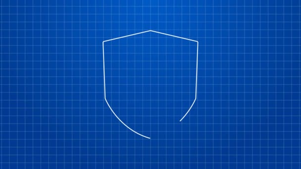 White line Chess shield icon isolated on blue background. Business strategy. Game, management, finance. 4K Video motion graphic animation — Stock Video