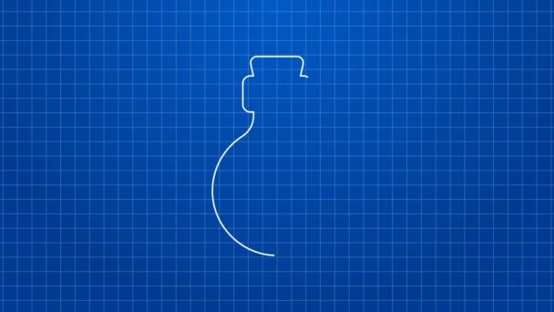 White line Glass bottle with magic elixir icon isolated on blue background. Computer game asset. 4K Video motion graphic animation — Stock Video