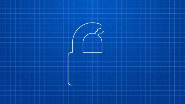 White line Broken or cracked lock icon isolated on blue background. Unlock sign. 4K Video motion graphic animation — Stock Video