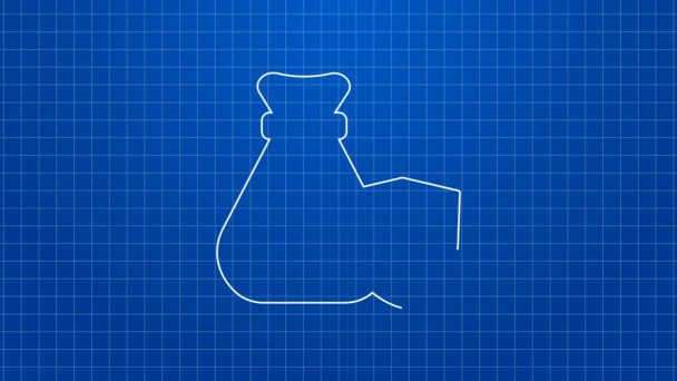 Fehér vonal Pénzeszsák pajzs ikon elszigetelt kék háttér. Biztosítási koncepció. Biztonság, biztonság, védelem, védelem. 4K Videó mozgás grafikus animáció — Stock videók