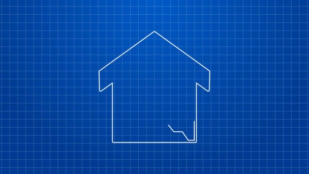 Weiße Linie Haus Symbol isoliert auf blauem Hintergrund. Versicherungskonzept. Sicherheit, Sicherheit, Schutz, Schutzkonzept. 4K Video Motion Grafik Animation — Stockvideo