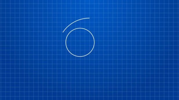 Белый бильярдный бильярдный шар с цифрой 8, выделенный на синем фоне. Видеографическая анимация 4K — стоковое видео