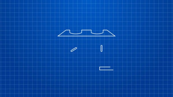 Weiße Linie Zeitschachuhr-Symbol isoliert auf blauem Hintergrund. Sportgeräte. 4K Video Motion Grafik Animation — Stockvideo