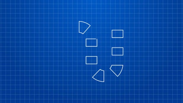 Ligne blanche icône de jeu de plateau isolé sur fond bleu. Animation graphique de mouvement vidéo 4K — Video