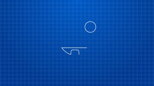 Vit linje Racket för att spela bordtennis ikon isolerad på blå bakgrund. 4K Video motion grafisk animation — Stockvideo