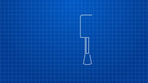 Biała linia Butelka ikony lakieru do paznokci izolowana na niebieskim tle. 4K Animacja graficzna ruchu wideo — Wideo stockowe
