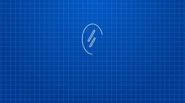 Mavi arka planda beyaz çizgili el ayna simgesi izole edildi. 4K Video hareketli grafik canlandırması