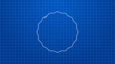 Mavi arka planda beyaz çizgili testere bıçak ikonu var. Testere tekerleği. 4K Video hareketli grafik canlandırması