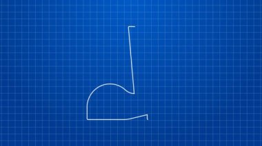 Mavi arka planda beyaz çizmeye dayanıklı lastik çizme simgesi var. Yağmurlu hava, balıkçılık, bahçe işleri için çizme. 4K Video hareketli grafik canlandırması