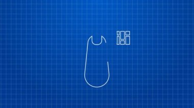 Mavi arkaplanda beyaz çizgi fermuar simgesi izole edildi. 4K Video hareketli grafik canlandırması