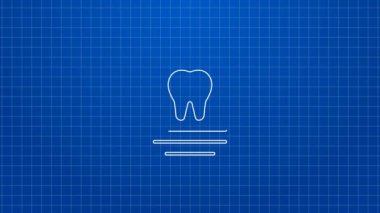 Diş kartı olan beyaz çizgi panosu ya da mavi arka planda izole edilmiş hasta tıbbi kayıtları. Diş sigortası. Diş sağlığı kliniği raporu. 4K Video hareketli grafik canlandırması