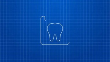 Mavi arka planda diş simgesi olan beyaz çizgili takvim. Uluslararası Diş Hekimleri Günü, 6 Mart. Mart tatili takvimi. 4K Video hareketli grafik canlandırması