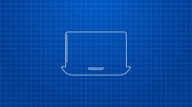 Beyaz çizgi görüntülü sohbet konferansı ikonu mavi arkaplanda izole edildi. Çevrimiçi iş görüşmesi formu. Uzak proje yönetimi. 4K Video hareketli grafik canlandırması
