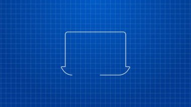 Beyaz çizgi görüntülü sohbet konferansı ikonu mavi arkaplanda izole edildi. Çevrimiçi iş görüşmesi formu. Uzak proje yönetimi. 4K Video hareketli grafik canlandırması
