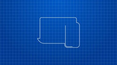 Beyaz çizgi görüntülü sohbet konferansı ikonu mavi arkaplanda izole edildi. Çevrimiçi iş görüşmesi formu. Uzak proje yönetimi. 4K Video hareketli grafik canlandırması