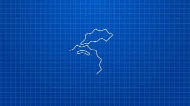 Beyaz çizgi ikonu mavi arkaplanda izole edildi. Geleneksel Çin yemeği. 4K Video hareketli grafik canlandırması
