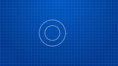 Beyaz çizgili yemek çubukları mavi arka planda izole edilmiş tabak ikonu. Asya yemekleri için tahta Kore çubukları. Doğulu aletler. 4K Video hareketli grafik canlandırması