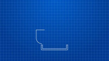 Beyaz çizgili Ramen çorba kasesi mavi arka planda izole edilmiş erişte ikonu. Bir kase geleneksel Asya erişte çorbası. 4K Video hareketli grafik canlandırması