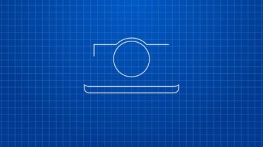 Beyaz çizgi, kağıt para yığını mavi arka planda izole nakit ikonu. Para desteleri. Para birimi. 4K Video hareketli grafik canlandırması