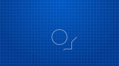 Beyaz çizgi Noel oyuncağı ikonu mavi arka planda izole edilmiş. Mutlu Noeller ve mutlu yıllar. 4K Video hareketli grafik canlandırması