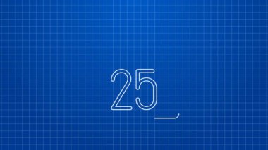 Mavi arka planda beyaz çizgi Noel takvimi simgesi izole edildi. Olay hatırlatma sembolü. Mutlu Noeller ve mutlu yıllar. 4K Video hareketli grafik canlandırması