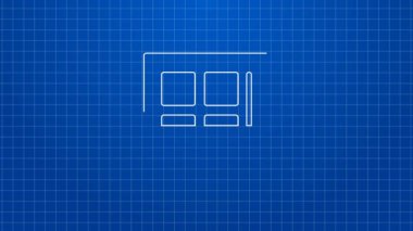 Beyaz çizgi çevrimiçi alışveriş mavi arkaplanda izole edilmiş ekran simgesi. Konsept e-ticaret, e-ticaret, online iş pazarlama. 4K Video hareketli grafik canlandırması