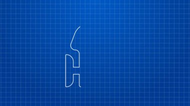 Mavi arka planda beyaz çizgi dış tekne motor ikonu izole edildi. Tekne motoru. 4K Video hareketli grafik canlandırması