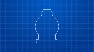 Mavi arka planda beyaz çizgi petrol depolama ikonu izole edildi. Petrol ve gaz endüstrisi için gemi deposu. Petrol tankı teknoloji istasyonu. 4K Video hareketli grafik canlandırması