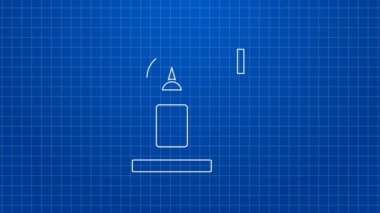 Mavi arka planda beyaz çizgi ya da benzin istasyonu simgesi izole edildi. Araba yakıtı sembolü. Benzin pompası. 4K Video hareketli grafik canlandırması
