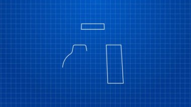 Mavi arka planda beyaz çizgi petrol depolama ikonu izole edildi. Petrol ve gaz endüstrisi için gemi deposu. Petrol tankı teknoloji istasyonu. 4K Video hareketli grafik canlandırması