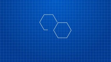 Mavi arka planda beyaz çizgi molekül yağı ikonu izole edildi. Kimya moleküllerinin yapısı. 4K Video hareketli grafik canlandırması