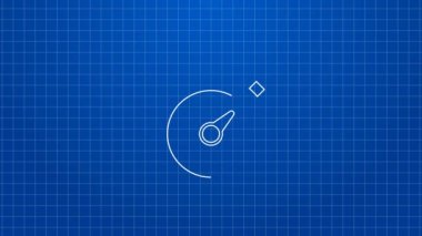 Beyaz çizgi Stopwatch simgesi mavi arkaplanda izole edildi. Zaman göstergesi. Kronometre işareti. 4K Video hareketli grafik canlandırması